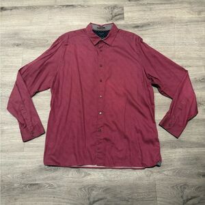 Ted Baker Men's Classic Maroon Patterned Button-Down Shirt